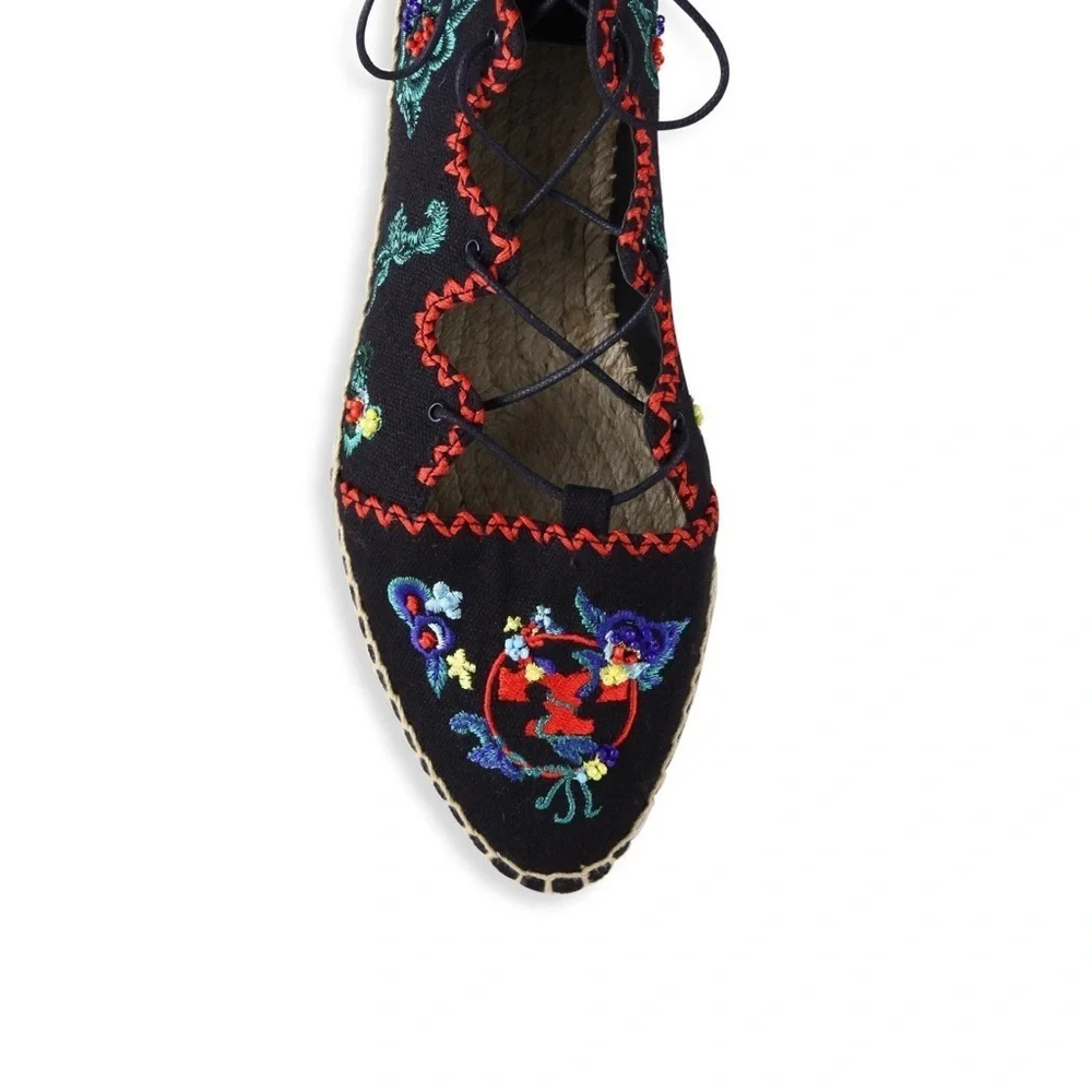 New Tory Burch Sonoma Lace up Embroidered Gillie Espadrille size 7 - Picture 7 of 10